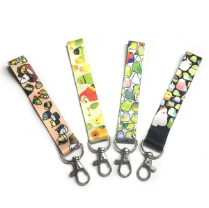 Custom Sublimation Printing Polyester Wrist Key Chain Strap Short Keychain Lanyard With Print Logo