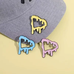 Custom Trendy Melting Geometric Pins Brooches Fashion Melting Colored Frame Brooch Jewelry Lapel Pin