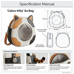 Custom Unique Calico Cat Ear Shape Ita Bolsa Bag Trendy Calico Kitty Crossbody Bag with Clear Display Window for Anime Pin Fans