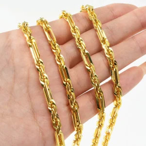 Custom Various Styles Sizes 14K Electroplated Brass Alloy Chains Waterproof Necklace Direct From Manufacturer
