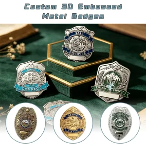 Custom Vintage Embossed Metal Badges Oval Blank Engraving Base Plates Club Group Uniform Commemorative Brooches for Team Gifting