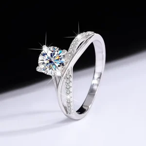 Custom Women Eternity Moissanite Diamond VVS D Color Rings X Shape 925 Sterling Silver Fashion Women Rings for Wedding