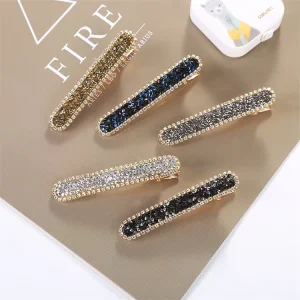 Custom Women Korean Fashion Hair Accessories Hairpin Elegant Rectangle Crystal Hair Clips for Girls