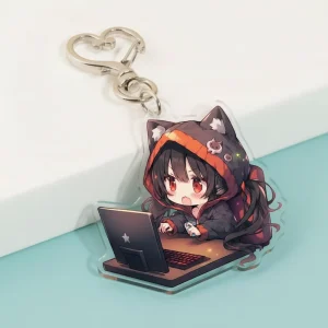 Custom Your Own Design UV Printed Acrylic Keychain Holographic Anime Epoxy Acrylic Keychain Phone Charm