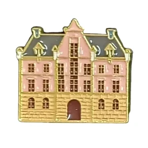 Custom Zinc Alloy Metal Crafts Lapel Pin Vintage European Architecture House Enamel Brooch for Sports Gift Collection