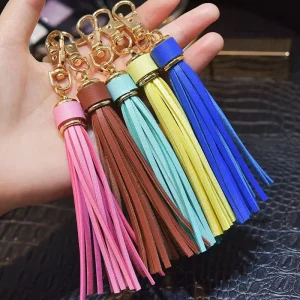 Customizable Ancient Style Leather Tassel Keychain and Bag Charm DIY Minimalist Fashion Accessory for Cars and Handbags