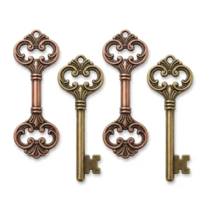 Customizable Antique Bronze Skeleton Key Vintage Victorian Style Decorative Metal Key For Wedding Favors Bespoke Gift