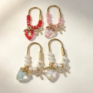 Customizable Beach Bag Charm BoHo Beaded Initial Zodiac Keychain 12 Zodiac Signs Fruit Strawberry Bow Keychains Bag Accessories