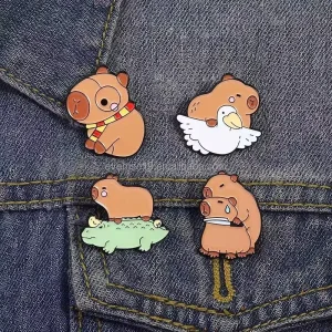 Customizable Capybara Metal Badge Exquisite Animal Design Hard Soft Enamel Brooch Pin Bag Accessories Custom Metal Crafts