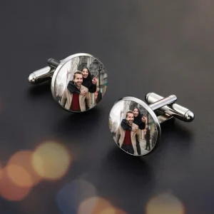 Customizable Couple Photo Circular Glass cufflinks For Men’s Daily Commuting Simple Shirt cufflinks