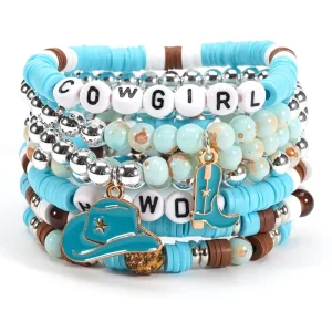 Customizable Cowgirl Stackable Bead Bracelet Set Factory Direct Western Jewelry Accessories