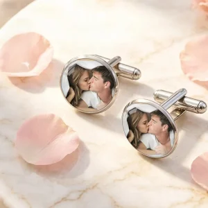 Customizable Double Memory Portrait Photo Cufflinks for Couples