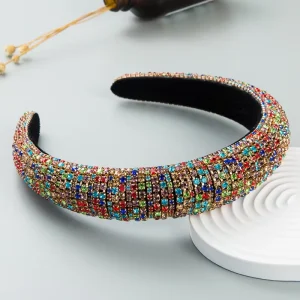 Customizable Full Rhinestone Padded Wide Headband Factory Direct Bling Formal Party Hair Accessories