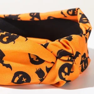 Customizable Halloween Print Knotted Headbands Factory Direct Spooky Holiday Hair Accessories