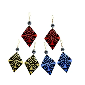 Customizable High-end Geometric Diamond-shaped 14K Gold Plated Pendant Earrings Natural Stone Light Luxury Niche Gift for Women