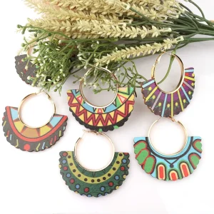 Customizable Hoop Wooden Earrings Fashion Glamorous Trendy Wooden Earrings