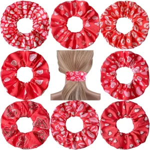 Customizable Love Hair Ropes Valentine’s Day Casual Fashion Red Hearts Hair Scrunchies Soft Elastic Hair Bands Ponytail Holder