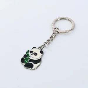 Customizable Metal Keychain Cartoon Panda Charm Key Holder for Daily Use and Travel Accessories