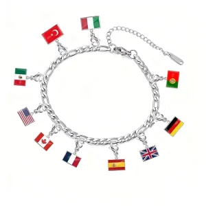 Customizable National Flag Pendants for Various Countries DIY Fashionable Chain Bracelets Pants Chains and Necklaces Stainless