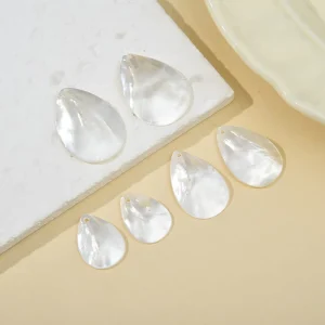 Customizable Natural Seawater White Butterfly Mother of Pearl Shell Water Drop Petal Fan Shape Pendant for DIY Jewelry Making