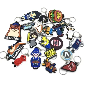 Customizable PVC Key Chain Printing Logo 2D 3D Soft PVC Carabiner Keychain Promotion Gift Plastic Keychain