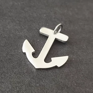Customizable Silver Stainless Steel Nautical Anchor Pendant Necklace Trendy Diamond Incrustrated Fashion Accessory for Gifts