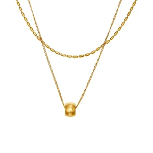 Customizable Stainless Steel 18K Gold PVD Two Layer Link Chain Fashion Jewelry Necklace for Women Party Occasion Engraving