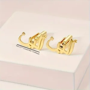 Customizable Stainless Steel Arabic Logo Cufflinks for Men’s Suits and French Shirts