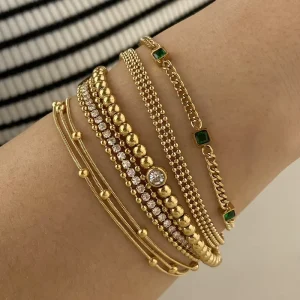 Customizable Stainless Steel True Gold Plated Cuff Bracelets Fashion Jewelry for Girls