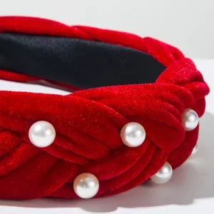 Customizable Velvet Braided Headband Factory Direct Rhinestone & Pearl Hair Accessories