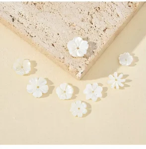 Customizable White Mother of Pearl Shell Plum Blossom Charm Antique Hanfu Headdress Hairpin Clothes Decoration Jewelry Making