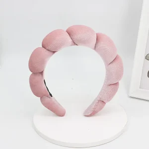Customizable logo Sponge Soft Velvet Women Makeup Hair Band Fashion Pink SPA Headband for Washing Face