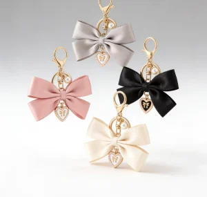 Customization Factory Direct Key Chain Gift Bow Keychain Pearl Key Chain Bowknot Key Ring Heart Keychain Decoration