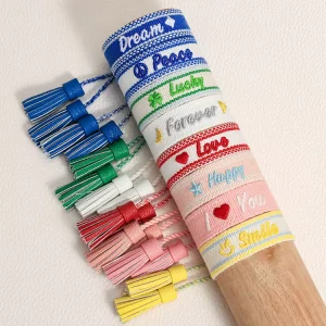 Customization Woven Bracelet Polyester Fiber Design Tassel Adjustable Bracelets for Woman Daily Accessories