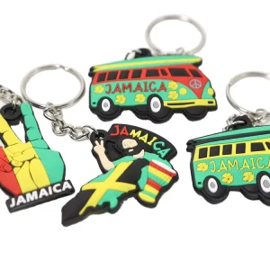 Customized 2D PVC Rubber Key Ring Tourist Style DIY Jamaica Logo Party Favor Fashion Promotion Gifts Keychains