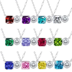 Customized 925 Sterling Silver Sugar Moissanite Necklace Rhodium Fine Chains Birthstone Pendant for Weddings