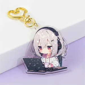 Customized Anime Gradient Acrylic Keychain Printed Translucent Acrylic Charm With Clear Epoxy