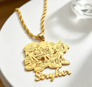 Customized Cartoon Name Letter Necklace Stainless Steel Gold Plated Chain Custom Name Initial Pendant Necklaces
