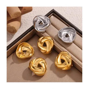 Customized Fashion Exaggerated Twisted Geometric Triangle Titanium Steel 18K Gold Plating Stud Earrings for Women Non Tarnish