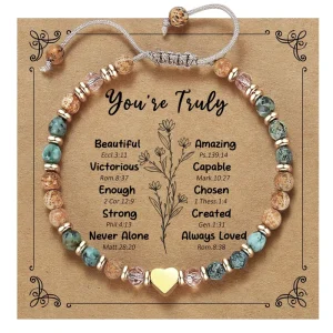 Customized Fashion Jewelry Bracelets Bangles Natural Crystal Picture Stone African Pine Heart Woven Bracelet with Card