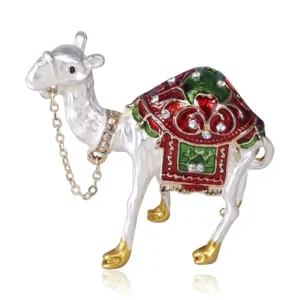 Customized Fashion Jewelry Women Accessories Gift Alloy Diamond Enamel Camel Girl Cute Animal Brooch Pin for Men Women Costume