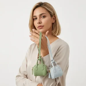 Customized Genuine Leather Fashion Multi color Portable Bag Accessories Chains Charms Mini Bags