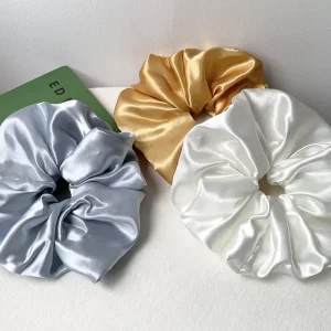 Customized Gift High Quality Solid Color Satin Hair Scrunchies Women Hair Tie Accessories Oversized Satin Hair Elastic Scrunchie