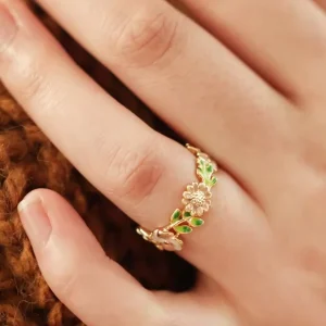 Customized Gold Plated Italian Floral Enamel Costume Jewelry Ring