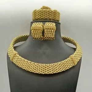 Customized Gold Plated Jewelry Set High-end Dubai Jewelry Necklace Earrings Set for Women