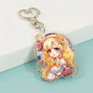 Customized HD Acrylic Anime Keychain Holographic Rainbow Acrylic Keychain