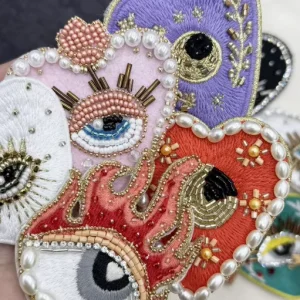 Customized High Quality Beaded Patches 3D Handmade Sew on Applique With Sequins Decorative For Hat Bag Cloth