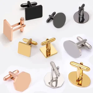 Customized Logo Creative Letters Stainless Steel Cufflinks Business Shirts Laser Engraving Color Printing Logo Blank Material