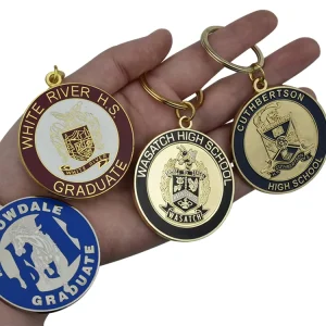 Customized Logo Promotional Fashion Metal Enamel Electroplated Keychain