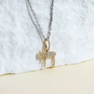 Customized MSN 835 Fashion Style Pendant Necklace 14k Yellow Gold Round Cut Lab Grown Diamond Necklace